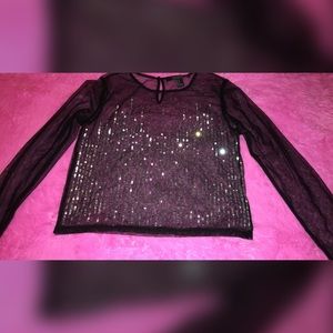 Sparkly see through mesh top